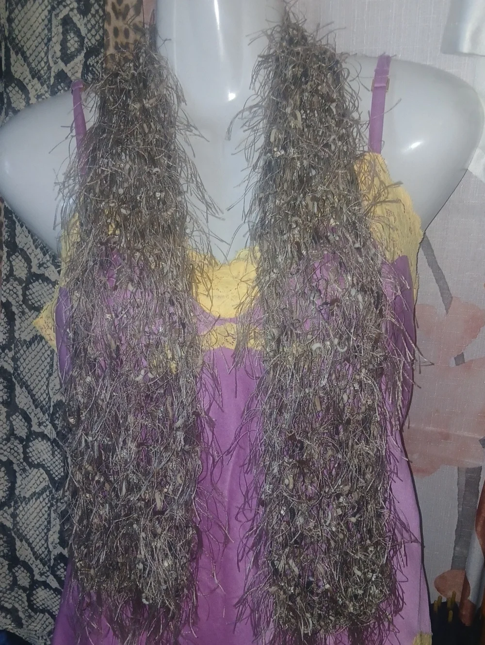 Handmade Pink & Purple Eyelash Yarn Scarf